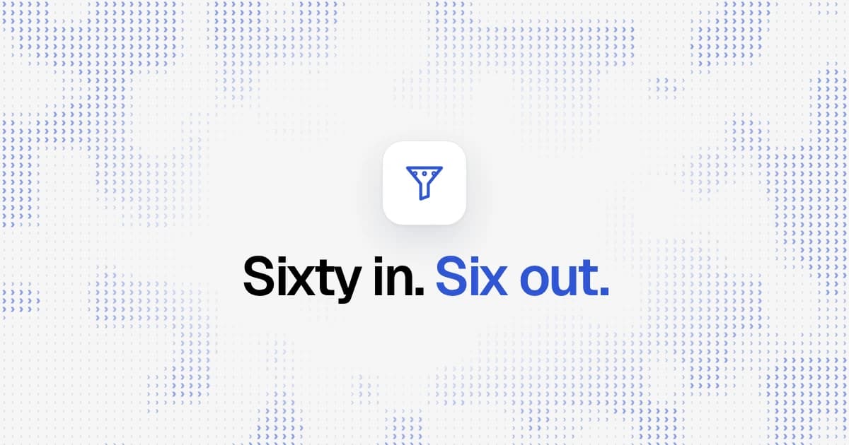 Sixty in, six out: in a test of 50 prompts in one retail category (Allison Huang, 2 October 2026), Meta's catalog offered about 60 products per prompt but Muse's final answer showed 6 cards, 4 of them from a browser session that visited about 3 domains.